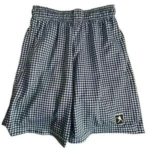 Lacrosse Unlimited Men's Blue Check Chino Shorts Size S Casual Elastic Waist
